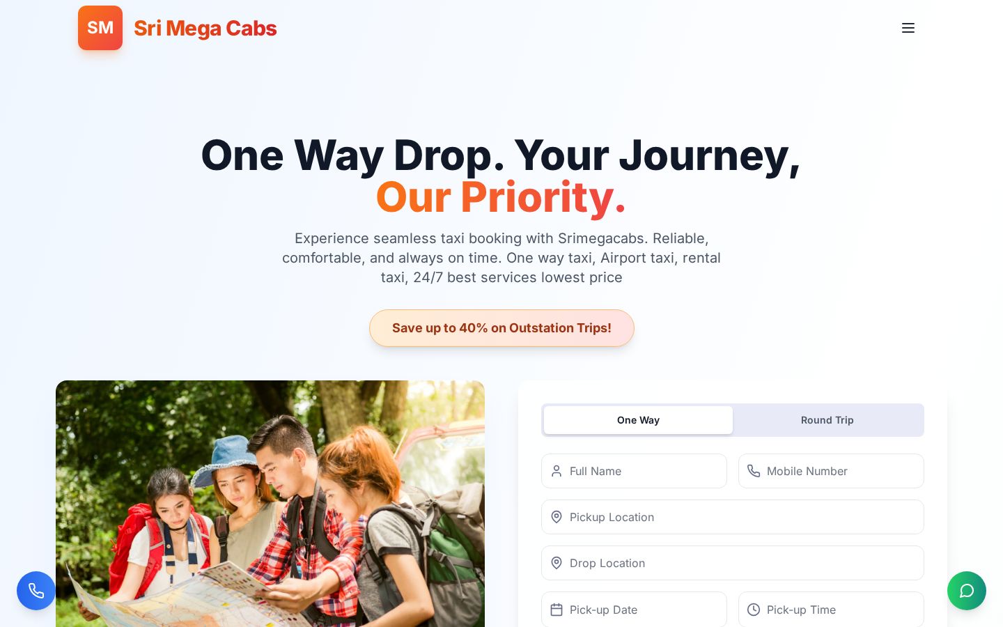 Sri Mega Cabs site preview